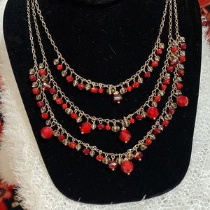 WHBM Red Beaded Necklace